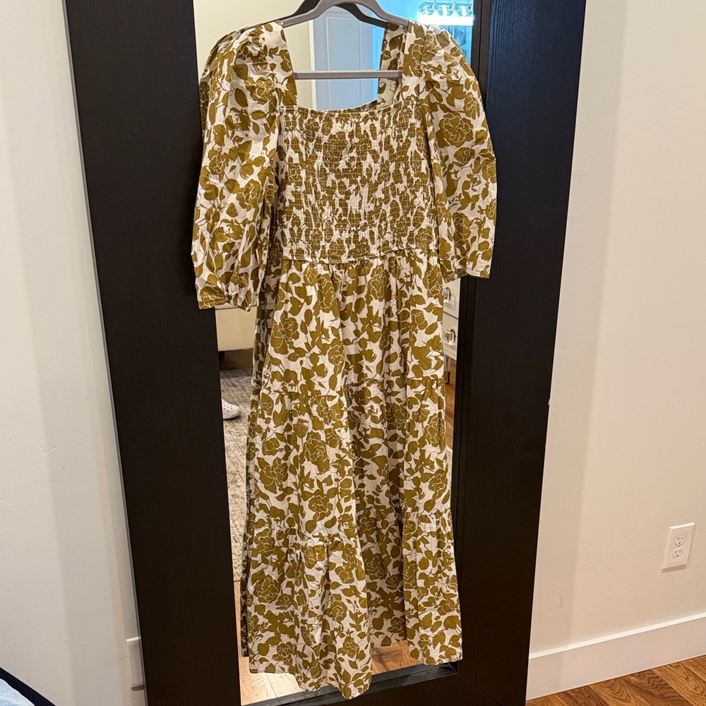 Moon River smocked dress with puff sleeves